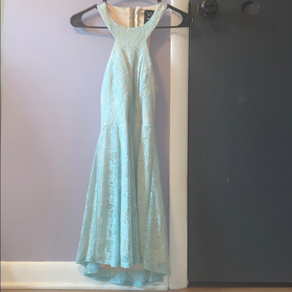 blueish green formal dress